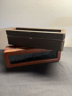 Premium Brown Leather Watch Storage Case with Glass Display